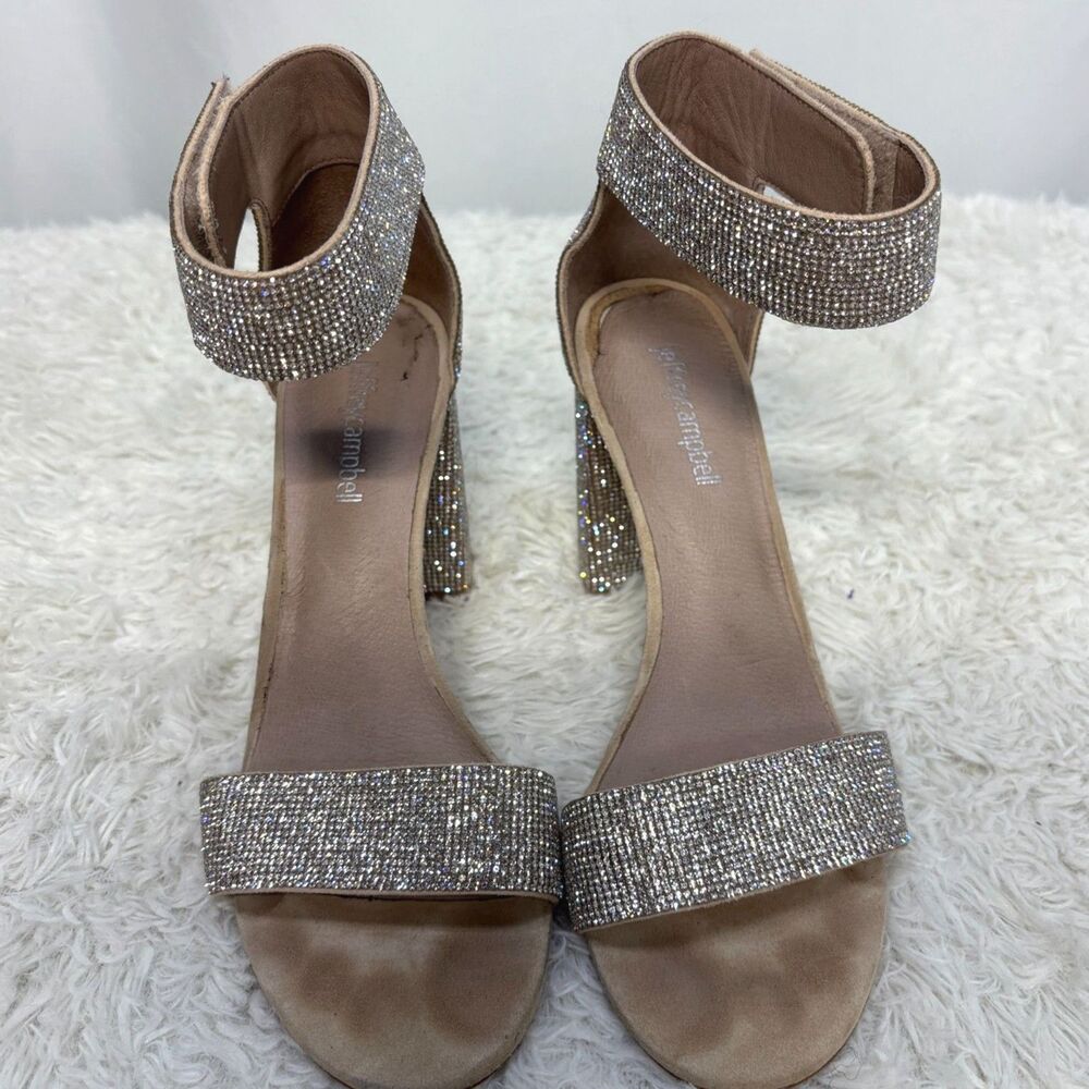 Jeffrey Campbell Lindsay-JS Bling Rhinestone Block Heel Sandals Size 8 - Picture 2 of 5